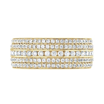 Goldsmiths 18ct Yellow Gold 1.25cttw Five Row Channel Set Diamond Full Eternity Ring Goldsmiths 18ct Yellow Gold 1.25cttw Five Row Channel Set Diamond Full Eternity Ring