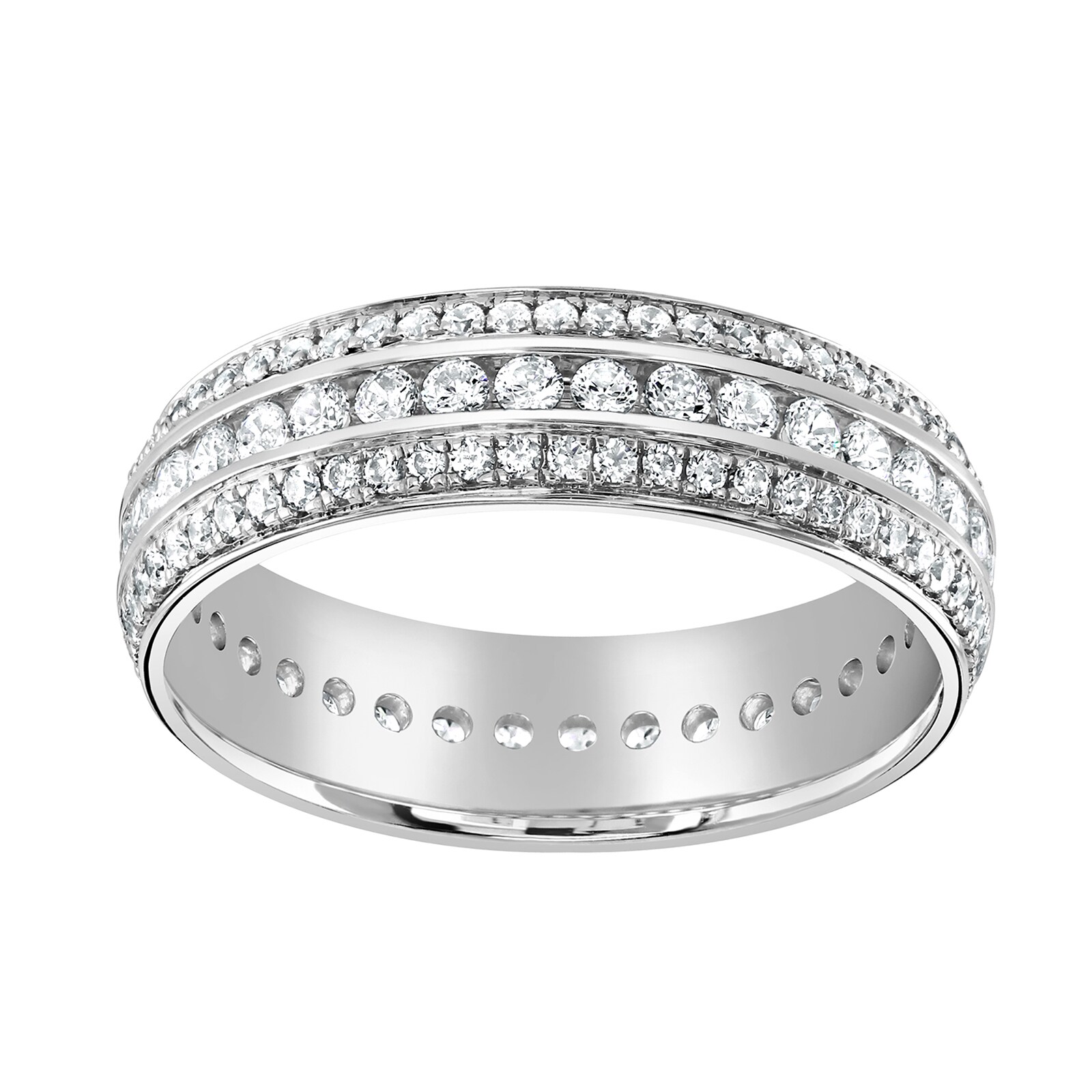 18ct White Gold 1.00cttw Triple Row Channel Set Diamond Full Eternity Ring - Ring Size F