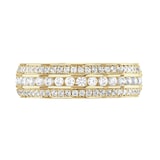 Goldsmiths 18ct Yellow Gold 1.00cttw Triple Row Channel Set Diamond Full Eternity Ring