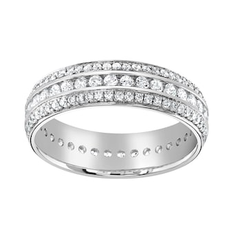 Goldsmiths 9ct White Gold 1.00cttw Triple Row Channel Set Diamond Full Eternity Ring