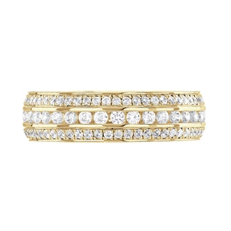 Goldsmiths 9ct Yellow Gold 1.00cttw Triple Row Channel Set Diamond Full Eternity Ring