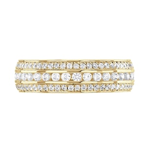 Goldsmiths 18ct Yellow Gold 1.00cttw Triple Row Channel Set Diamond Full Eternity Ring