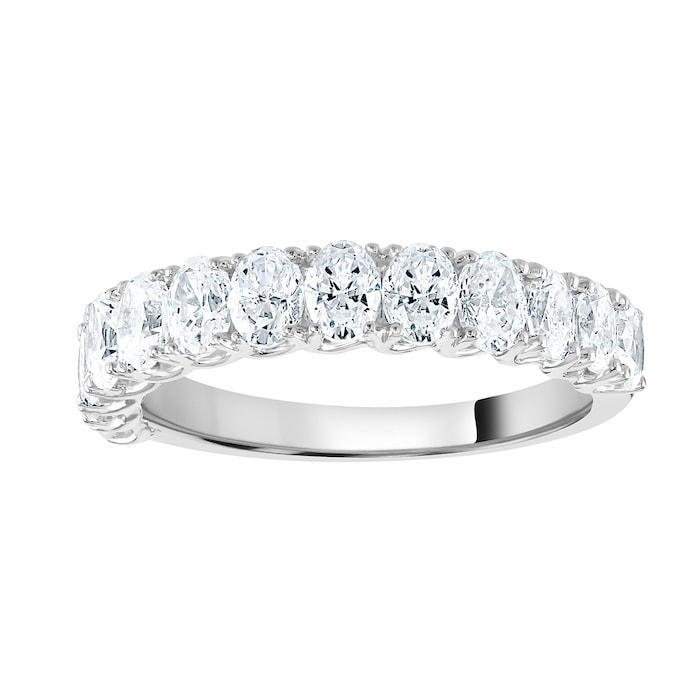 Goldsmiths 18ct White Gold 1.07cttw Oval Cut Claw Set Diamond Half Eternity Ring - Ring Size Q