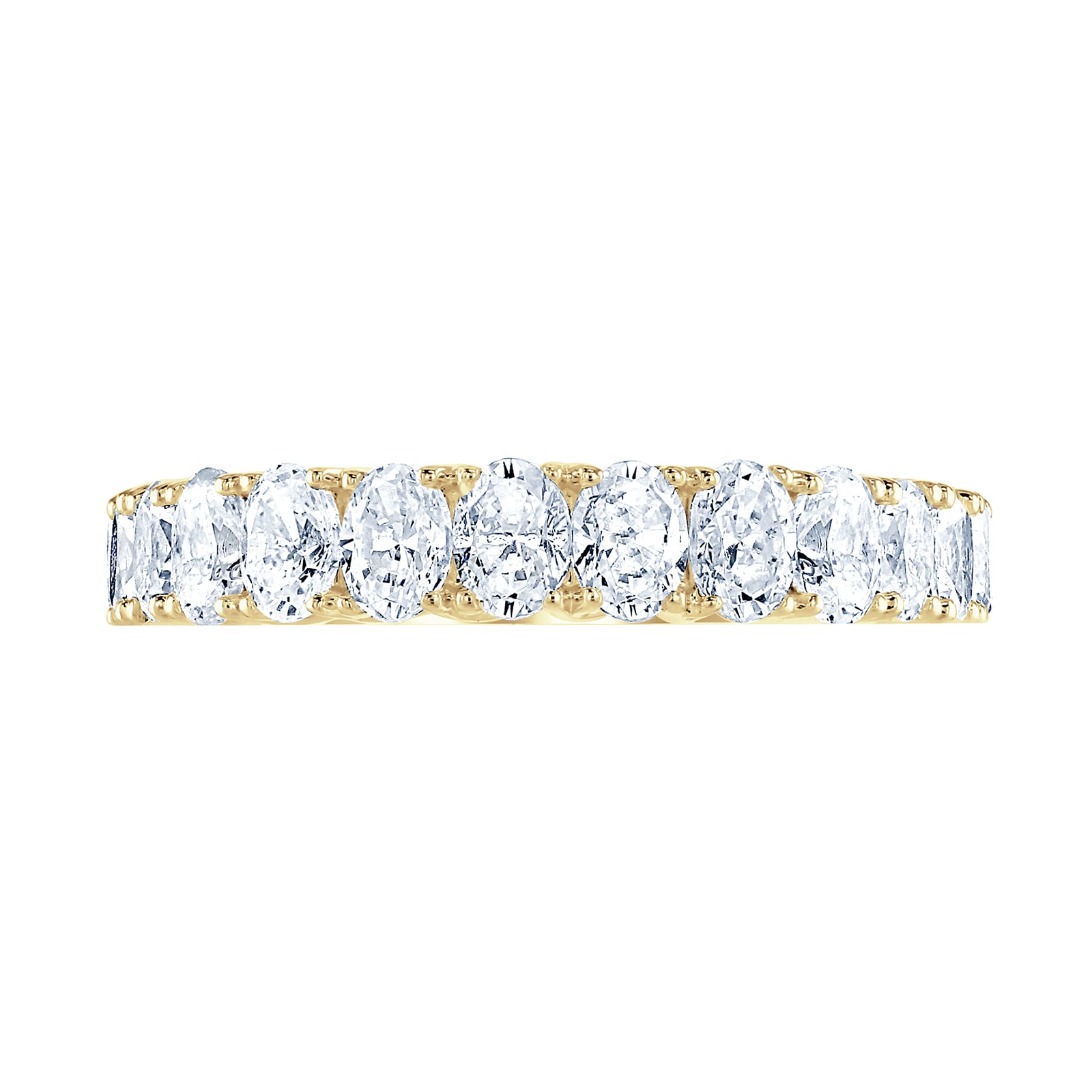 Goldsmiths 18ct Yellow Gold 1.07cttw Oval Cut Claw Set Diamond Half Eternity Ring Goldsmiths 18ct Yellow Gold 1.07cttw Oval Cut Claw Set Diamond Half Eternity Ring