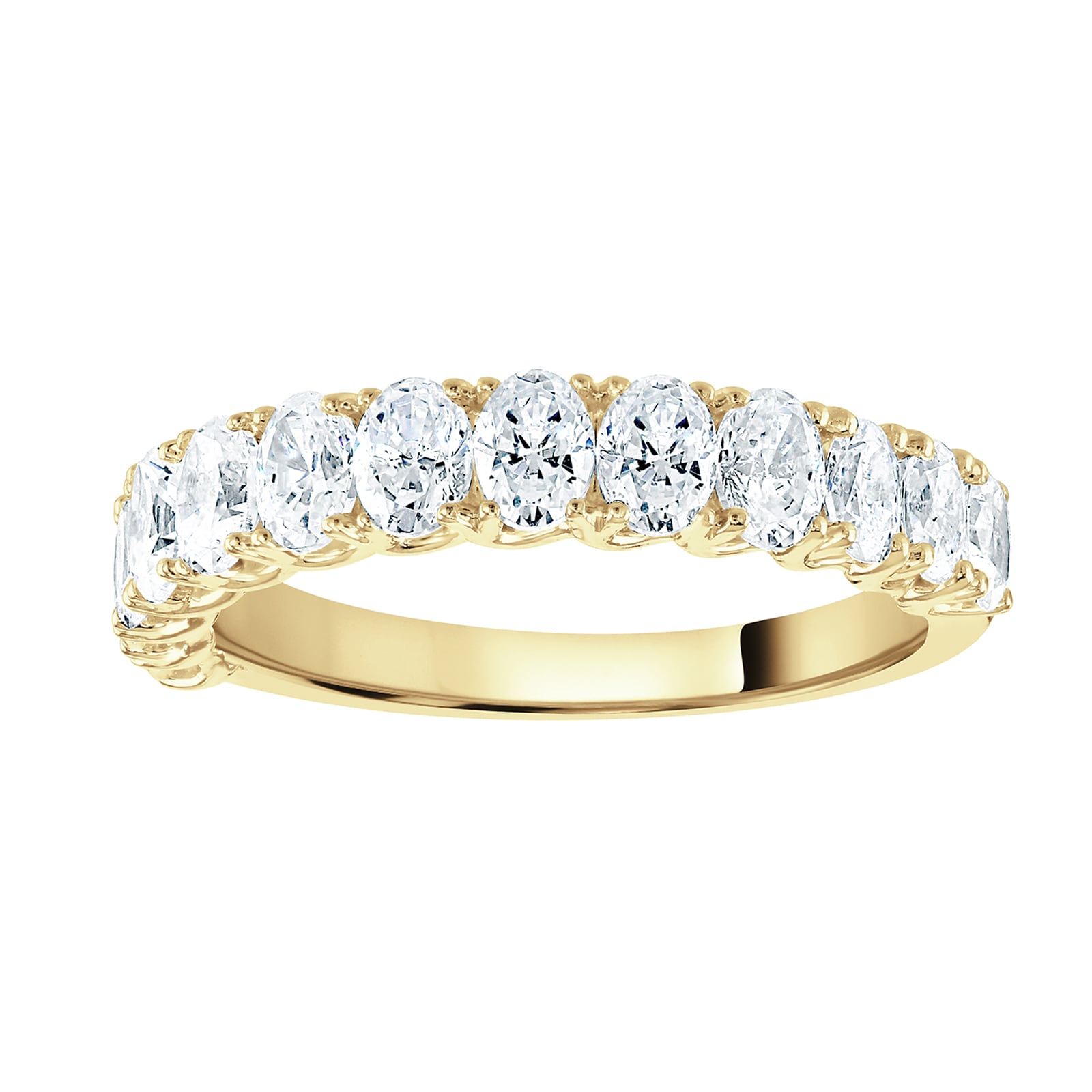 9ct Yellow Gold 1.07cttw Oval Cut Claw Set Diamond Half Eternity Ring - Ring Size G