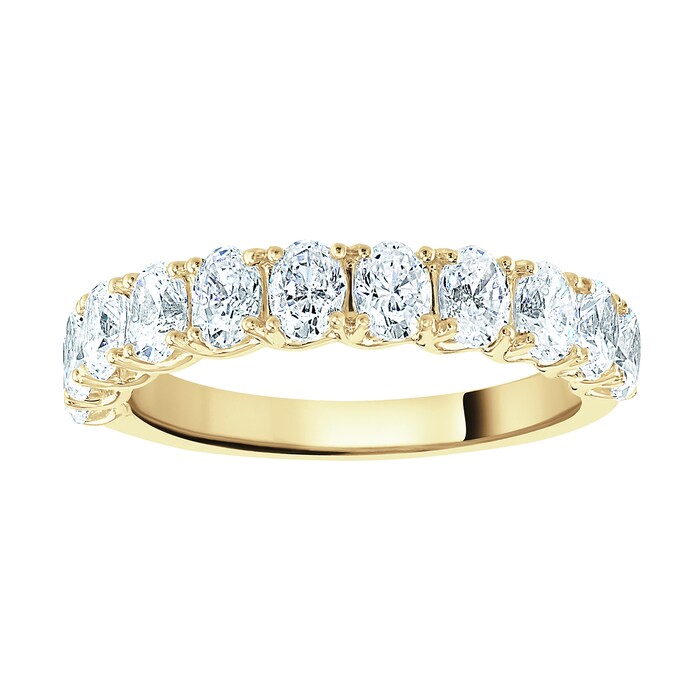 Goldsmiths 18ct Yellow Gold 1.46cttw Oval Cut Claw Set Diamond Half Eternity Ring