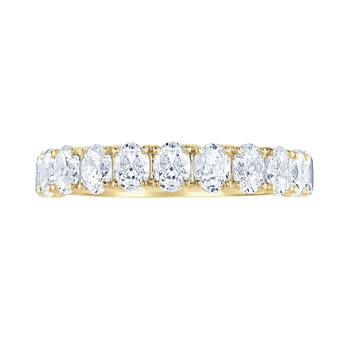 Goldsmiths 18ct Yellow Gold 1.46cttw Oval Cut Claw Set Diamond Half Eternity Ring