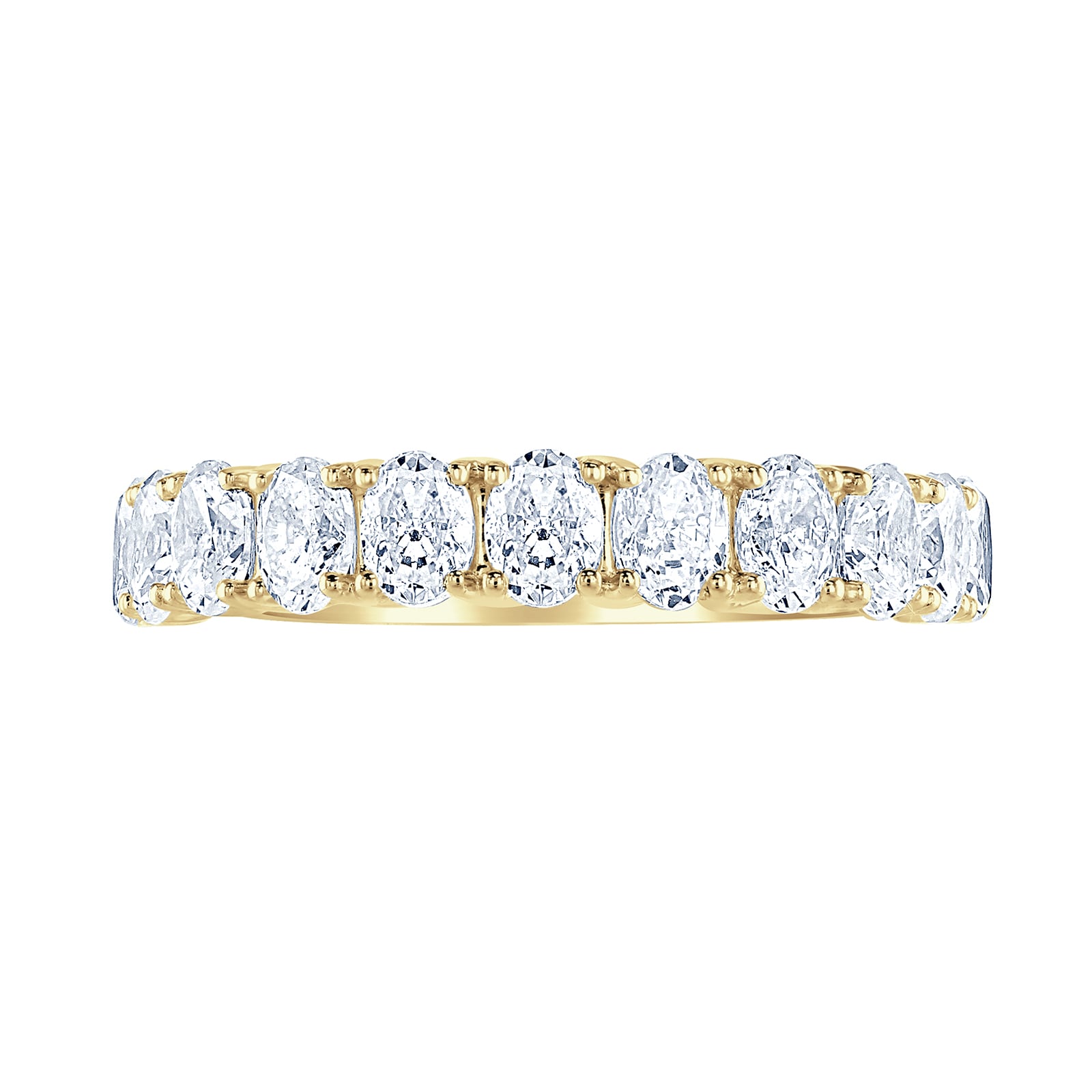 Goldsmiths 18ct Yellow Gold 1.46cttw Oval Cut Claw Set Diamond Half Eternity Ring