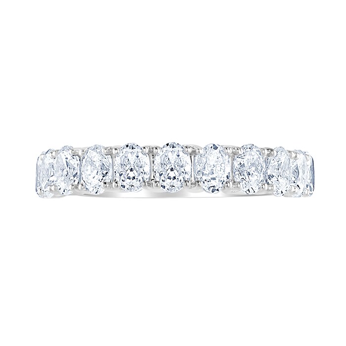 Goldsmiths 9ct White Gold 1.46cttw Oval Cut Claw Set Diamond Half Eternity Ring