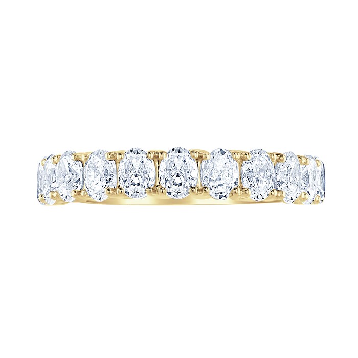 Goldsmiths 9ct Yellow Gold 1.46cttw Oval Cut Claw Set Diamond Half Eternity Ring