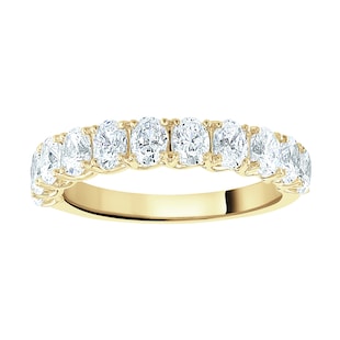 Goldsmiths 18ct Yellow Gold 1.46cttw Oval Cut Claw Set Diamond Half Eternity Ring