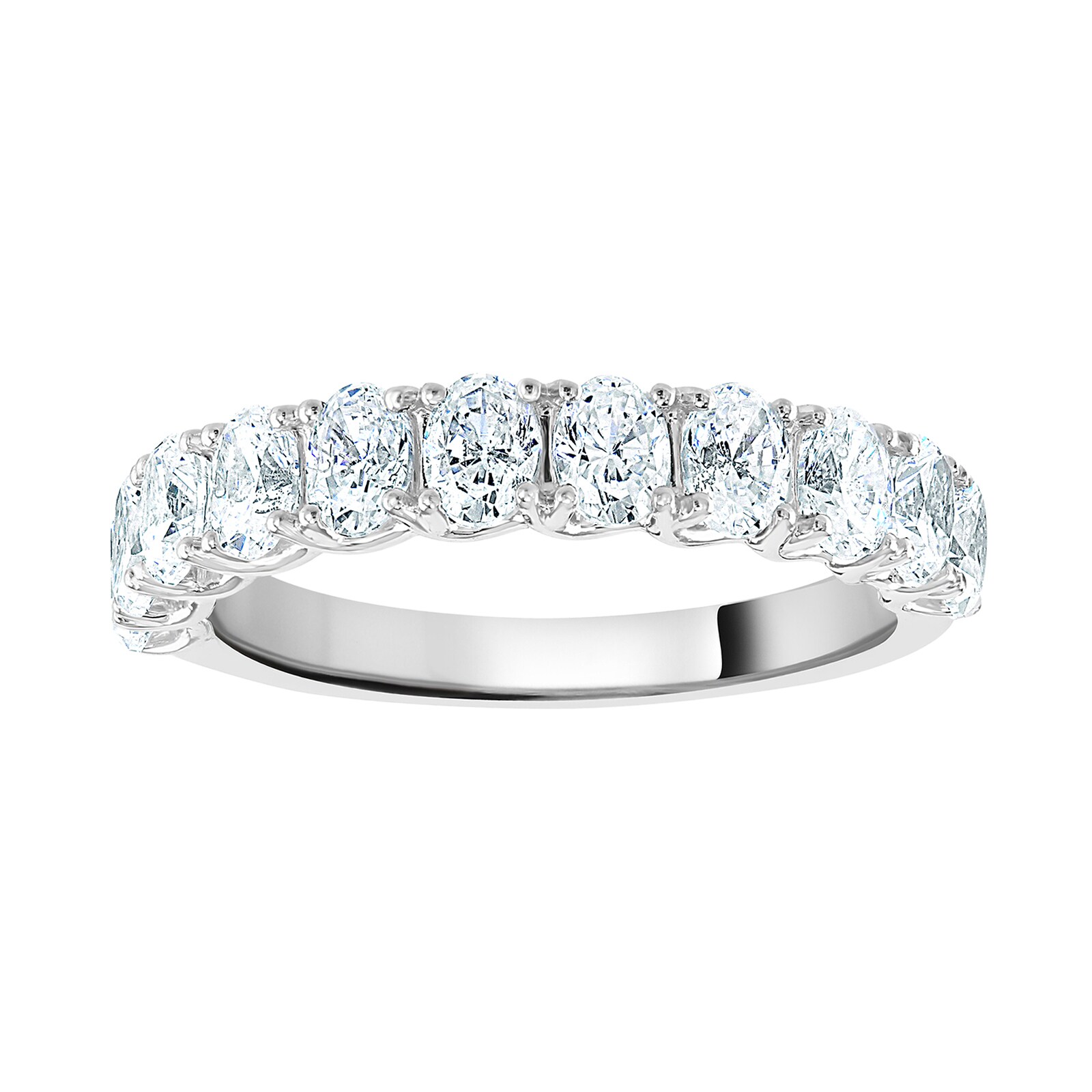 9ct White Gold 1.46cttw Oval Cut Claw Set Diamond Half Eternity Ring - Ring Size X