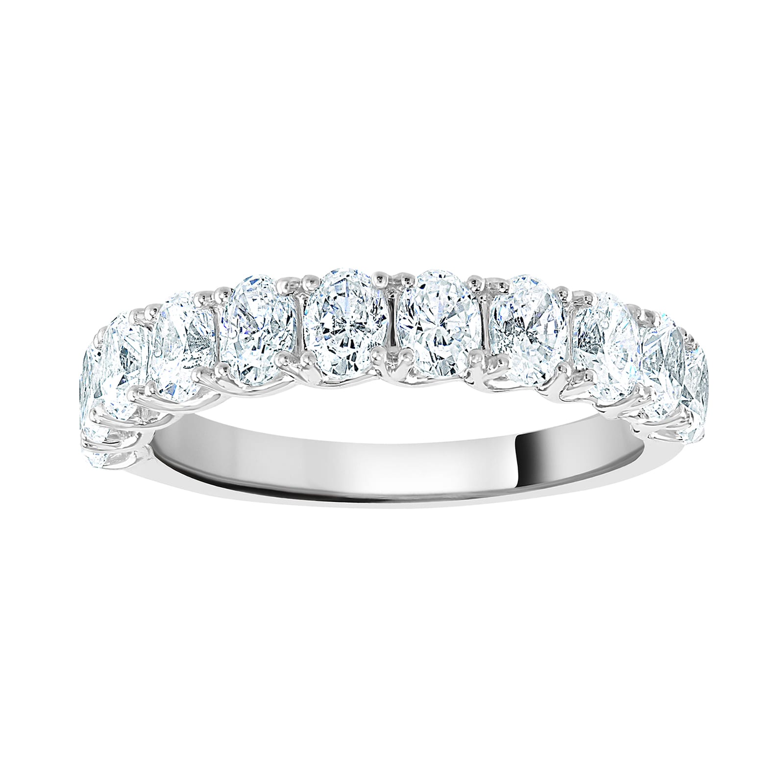 Goldsmiths 9ct White Gold 1.46cttw Oval Cut Claw Set Diamond Half Eternity Ring Goldsmiths 9ct White Gold 1.46cttw Oval Cut Claw Set Diamond Half Eternity Ring