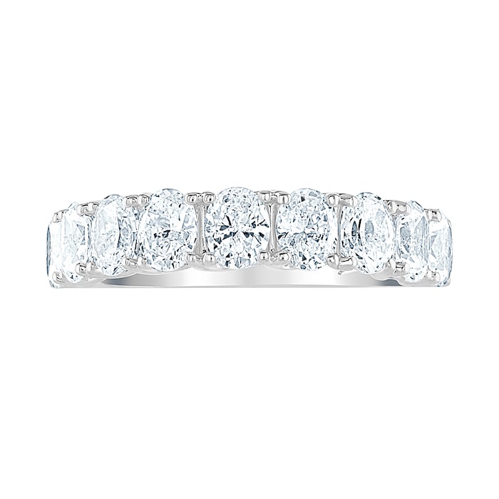 Goldsmiths 18ct White Gold 2.09cttw Oval Cut Claw Set Diamond Half Eternity Ring