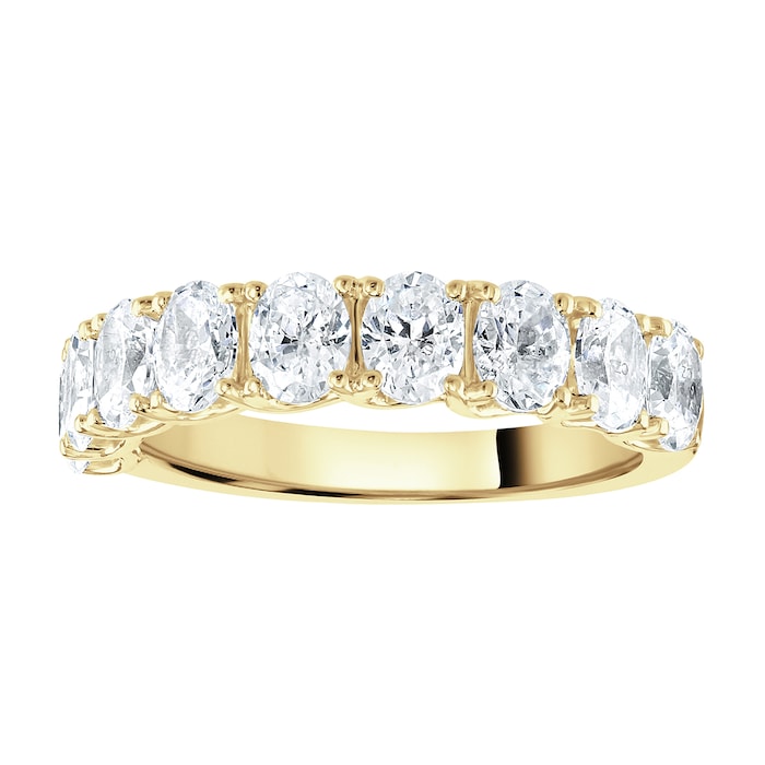 Goldsmiths 18ct Yellow Gold 2.09cttw Oval Cut Claw Set Diamond Half Eternity Ring