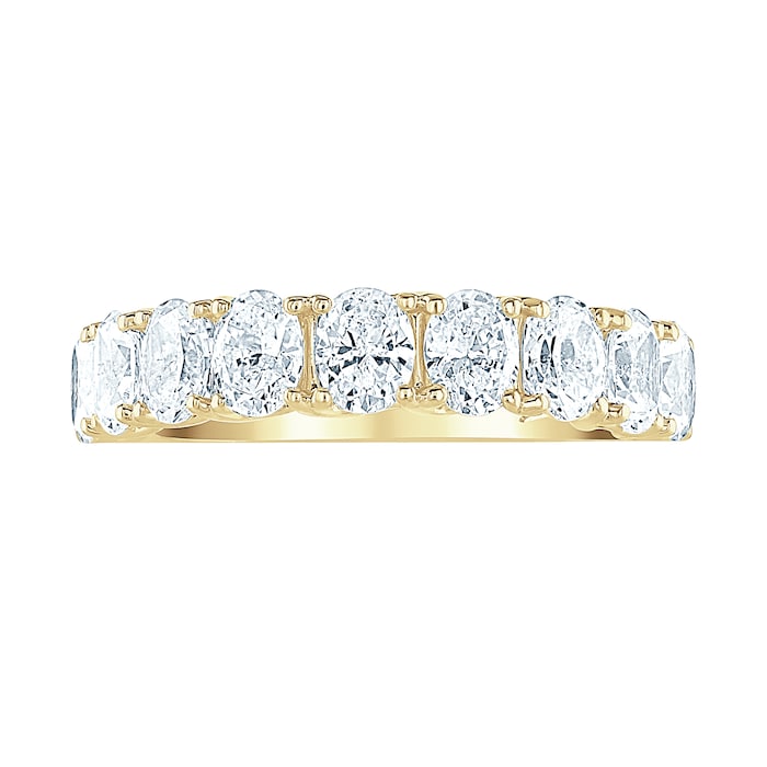 Goldsmiths 18ct Yellow Gold 2.09cttw Oval Cut Claw Set Diamond Half Eternity Ring