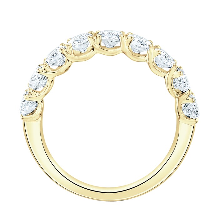 Goldsmiths 18ct Yellow Gold 2.09cttw Oval Cut Claw Set Diamond Half Eternity Ring