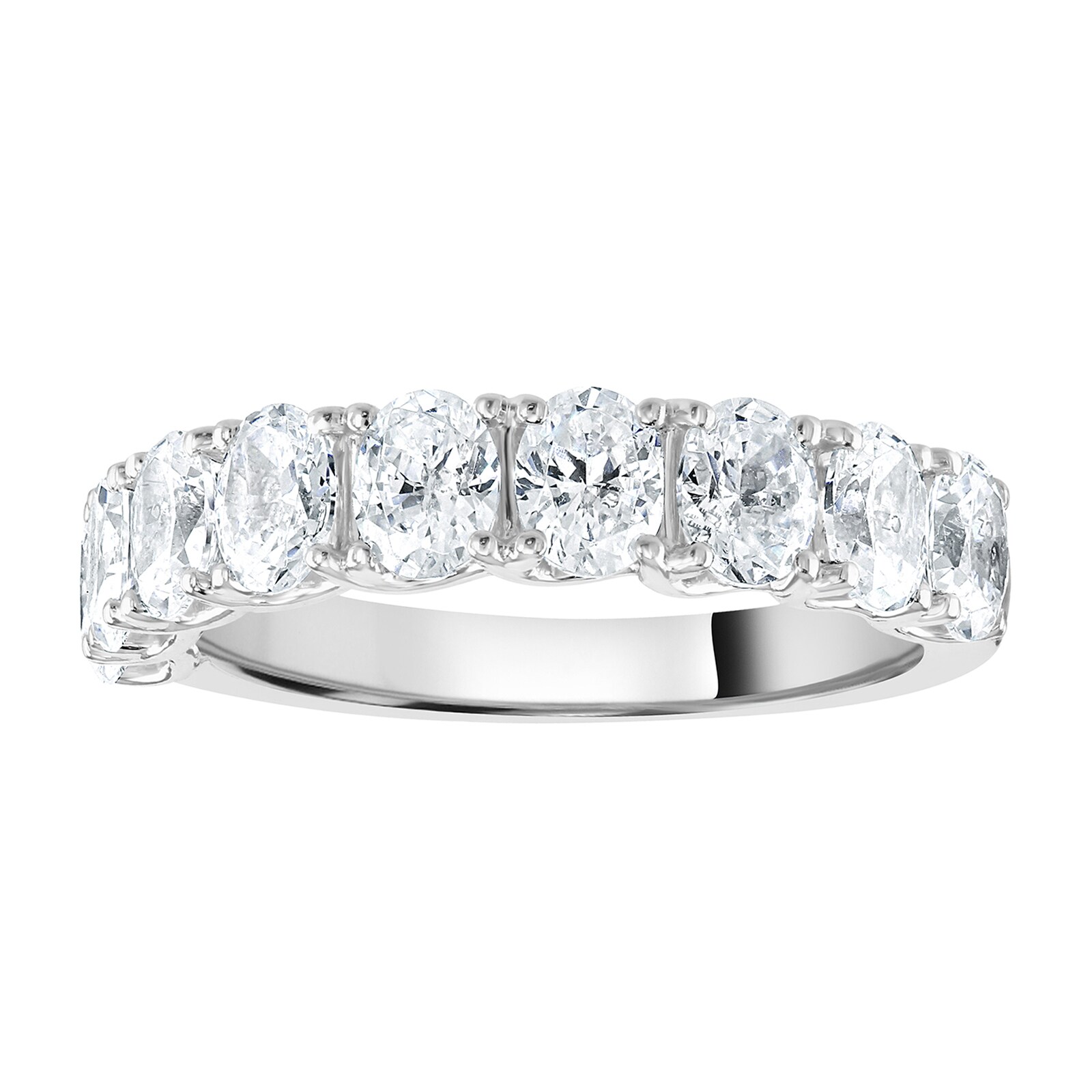 9ct White Gold 2.09cttw Oval Cut Claw Set Diamond Half Eternity Ring - Ring Size Q