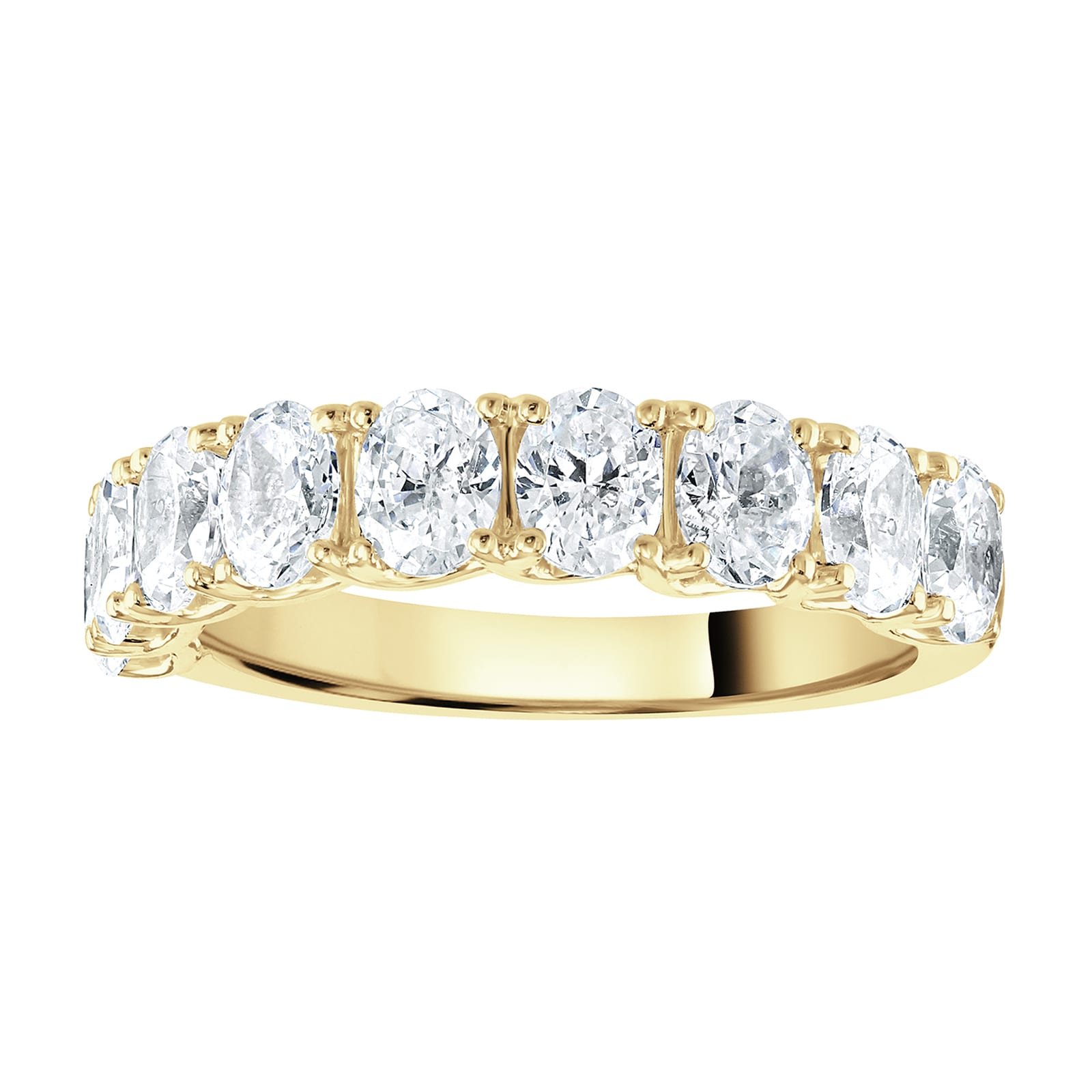Goldsmiths 18ct Yellow Gold 2.09cttw Oval Cut Claw Set Diamond Half Eternity Ring Goldsmiths 18ct Yellow Gold 2.09cttw Oval Cut Claw Set Diamond Half Eternity Ring