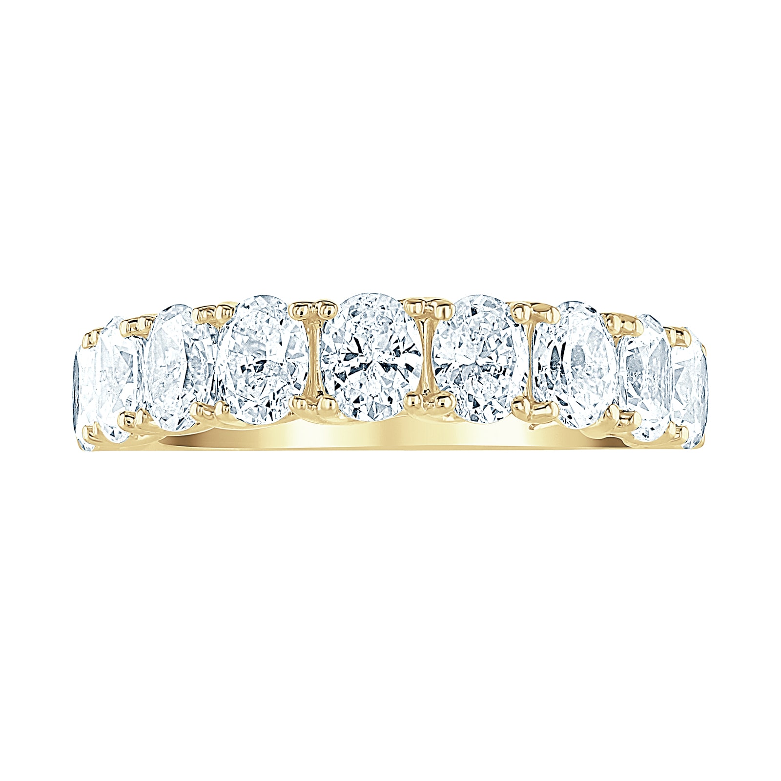 Goldsmiths 9ct Yellow Gold 2.09cttw Oval Cut Claw Set Diamond Half Eternity Ring Goldsmiths 9ct Yellow Gold 2.09cttw Oval Cut Claw Set Diamond Half Eternity Ring