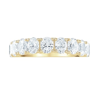 Goldsmiths 9ct Yellow Gold 2.09cttw Oval Cut Claw Set Diamond Half Eternity Ring