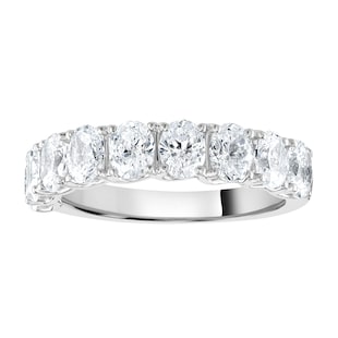 Goldsmiths Platinum 2.09cttw Oval Cut Claw Set Diamond Half Eternity Ring