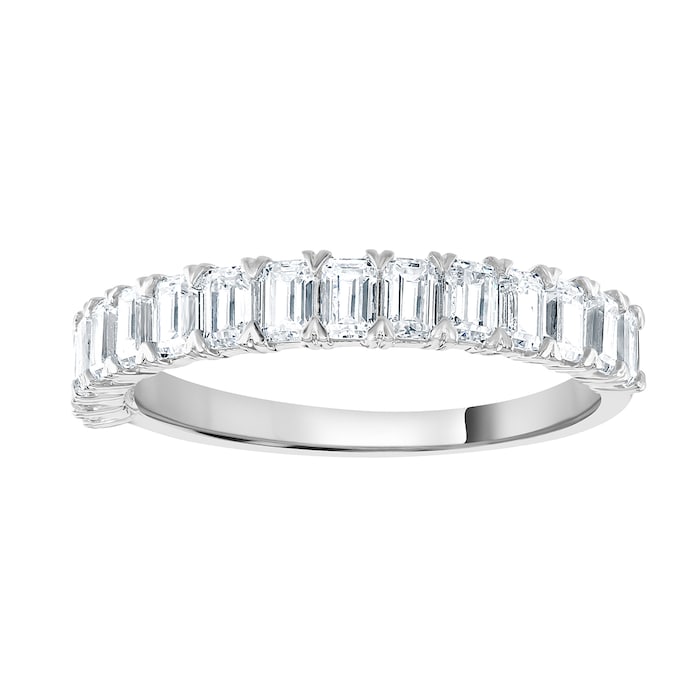 Goldsmiths 18ct White Gold 1.33cttw Emerald Cut Claw Set Half Eternity Ring