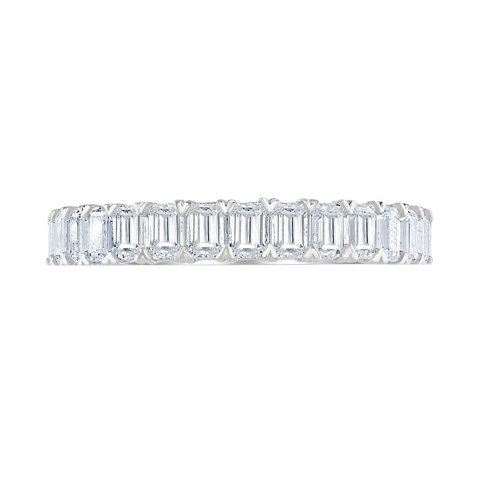 Goldsmiths 18ct White Gold 1.33cttw Emerald Cut Claw Set Half Eternity Ring