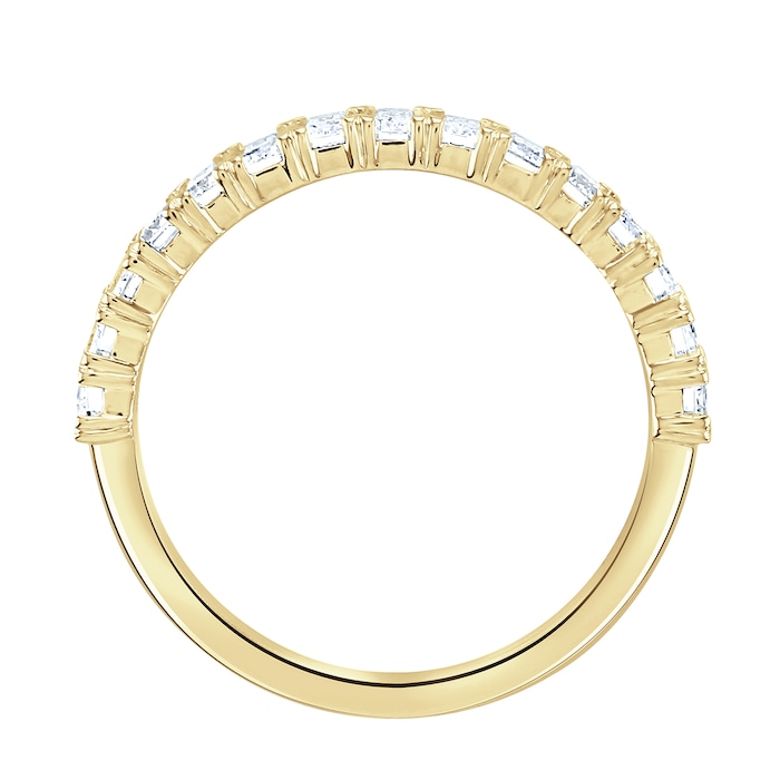 Goldsmiths 18ct Yellow Gold 1.33cttw Emerald Cut Claw Set Half Eternity Ring