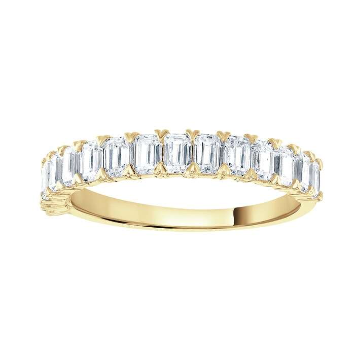 Goldsmiths 9ct Yellow Gold 1.33cttw Emerald Cut Claw Set Half Eternity Ring