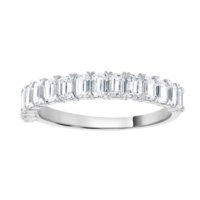 Goldsmiths 18ct White Gold 1.33cttw Emerald Cut Claw Set Half Eternity Ring