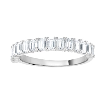 Goldsmiths 18ct White Gold 1.33cttw Emerald Cut Claw Set Half Eternity Ring Goldsmiths 18ct White Gold 1.33cttw Emerald Cut Claw Set Half Eternity Ring