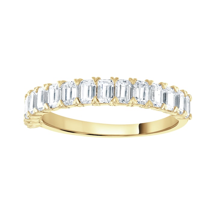 Goldsmiths 18ct Yellow Gold 1.33cttw Emerald Cut Claw Set Half Eternity Ring