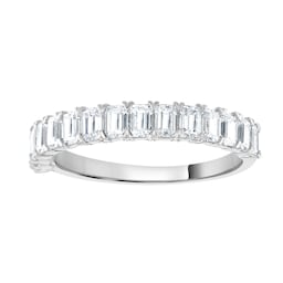 06508010 - Platinum 1.33cttw Emerald Cut Claw Set Half Eternity Ring