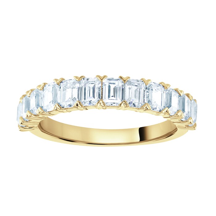 Goldsmiths 9ct Yellow Gold 1.59cttw Emerald Cut Claw Set Half Eternity Ring