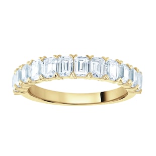 Goldsmiths 9ct Yellow Gold 1.59cttw Emerald Cut Claw Set Half Eternity Ring