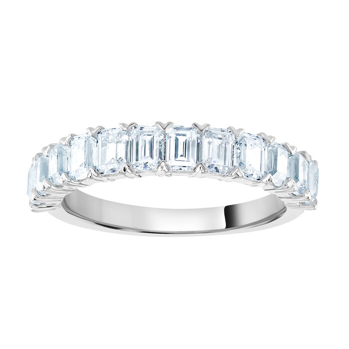 Goldsmiths 18ct White Gold 1.59cttw Emerald Cut Claw Set Half Eternity Ring