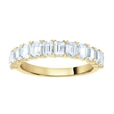 Goldsmiths 18ct Yellow Gold 1.59cttw Emerald Cut Claw Set Half Eternity Ring