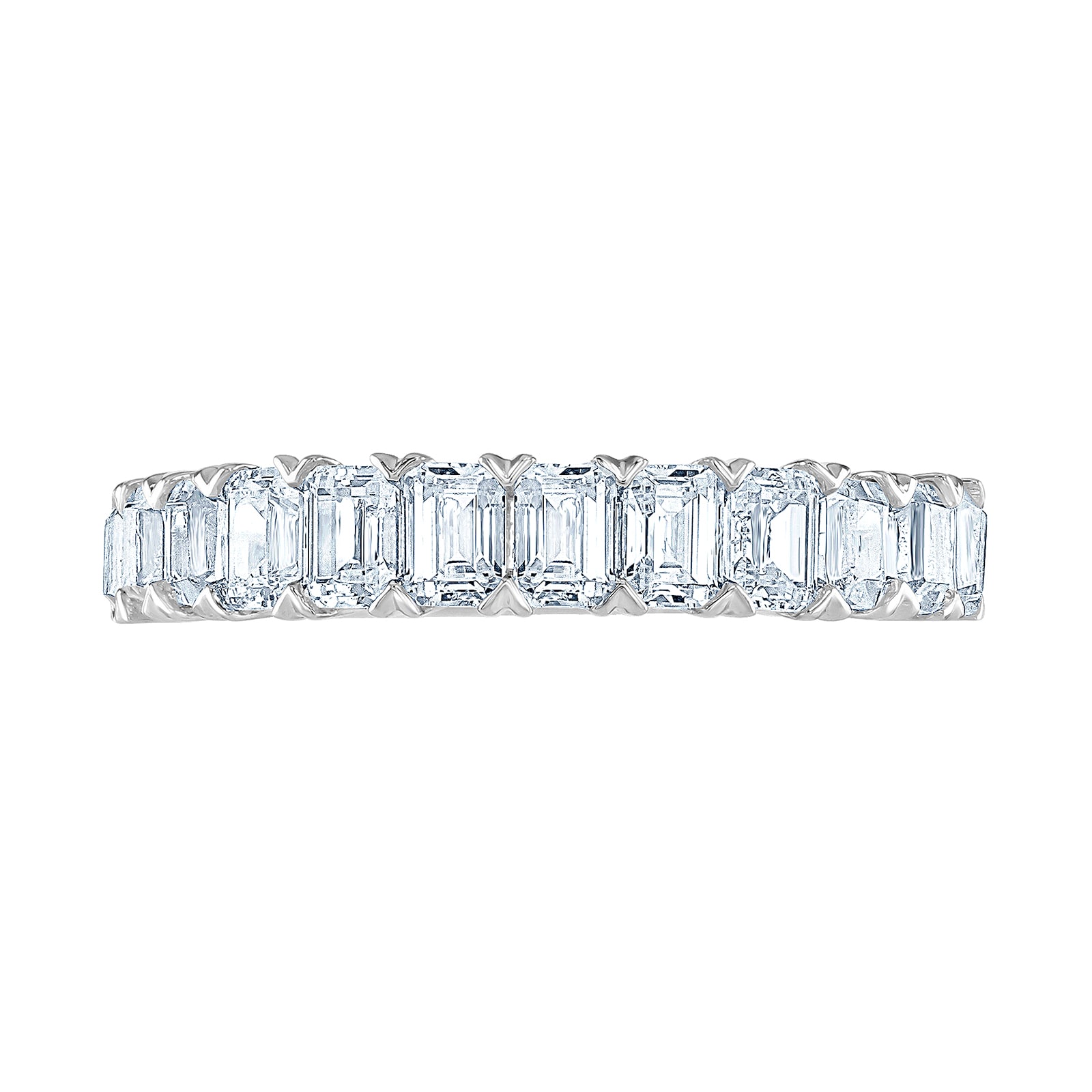 Goldsmiths 9ct White Gold 1.59cttw Emerald Cut Claw Set Half Eternity Ring Goldsmiths 9ct White Gold 1.59cttw Emerald Cut Claw Set Half Eternity Ring