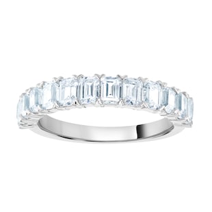Goldsmiths Platinum 1.59cttw Emerald Cut Claw Set Half Eternity Ring