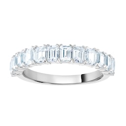 06508022 - Platinum 1.59cttw Emerald Cut Claw Set Half Eternity Ring