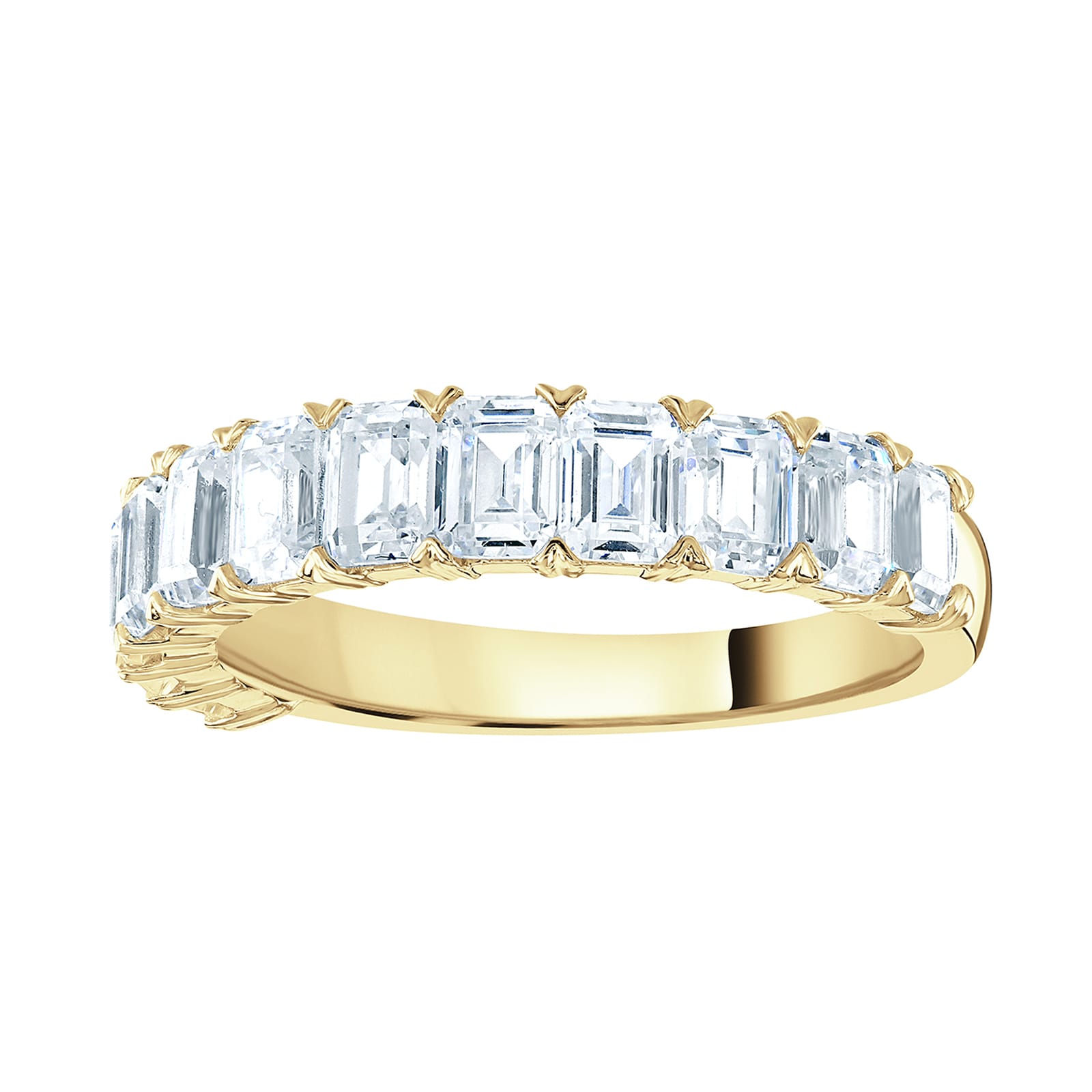 18ct Yellow Gold 2.19 Carat Emerald Cut Half Eternity Ring - Ring Size J