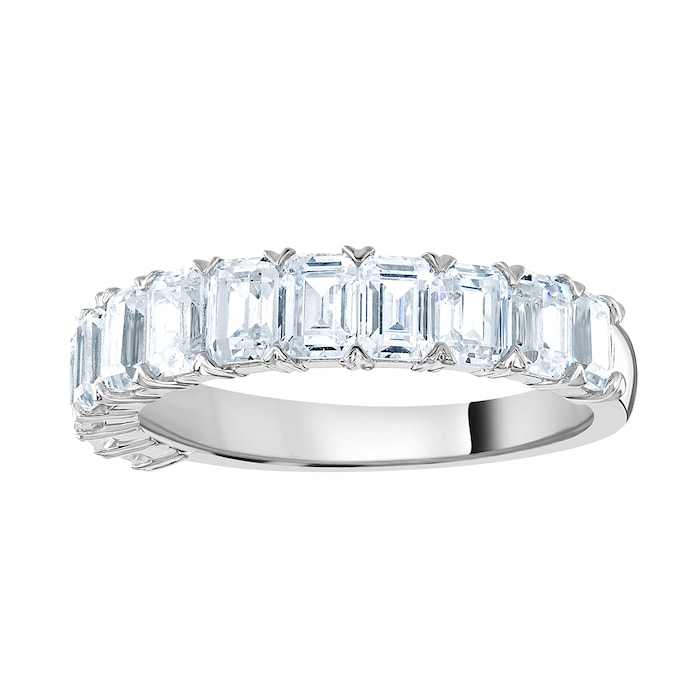 Goldsmiths 9ct White Gold 2.19 Carat Emerald Cut Half Eternity Ring
