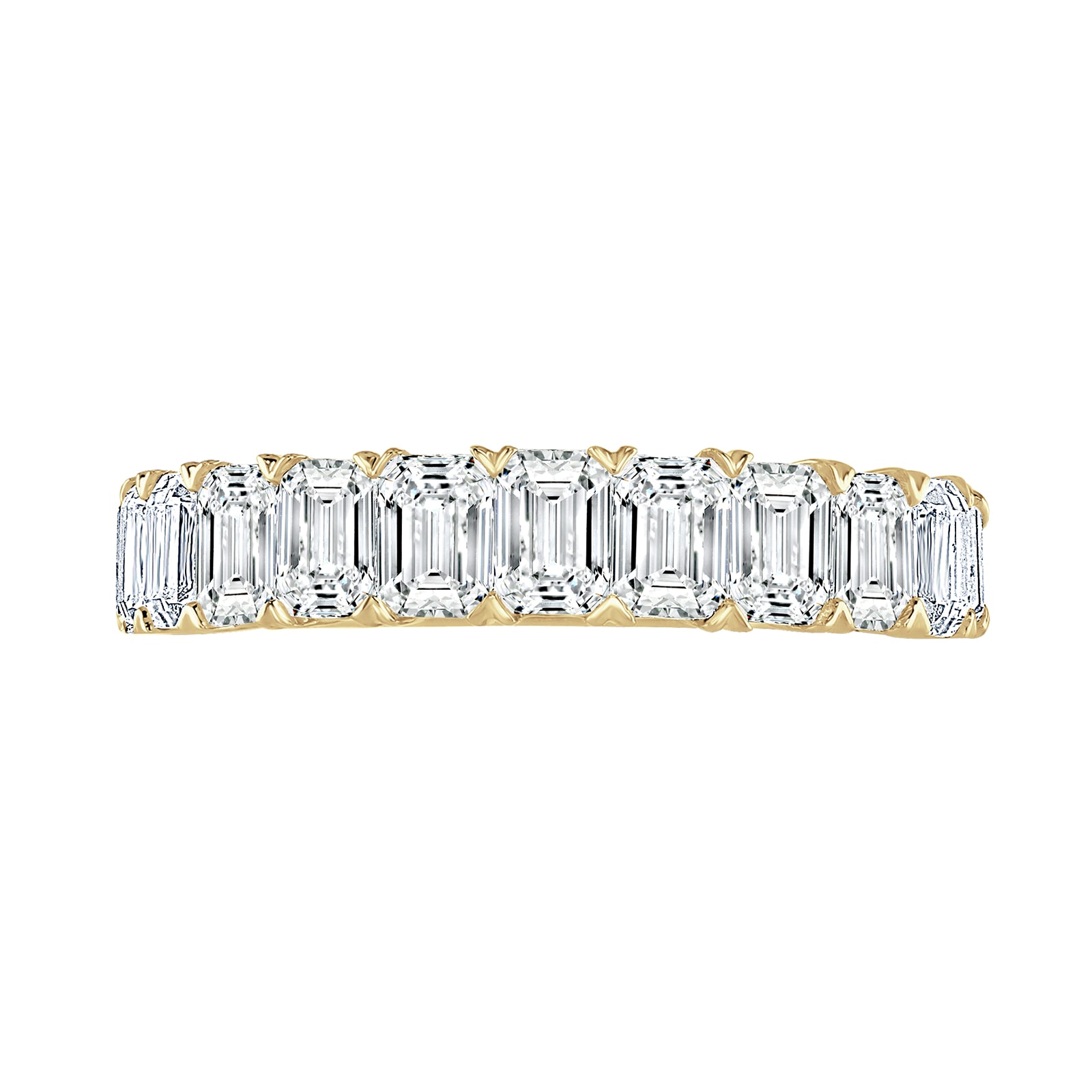 Goldsmiths 9ct Yellow Gold 2.19 Carat Emerald Cut Half Eternity Ring