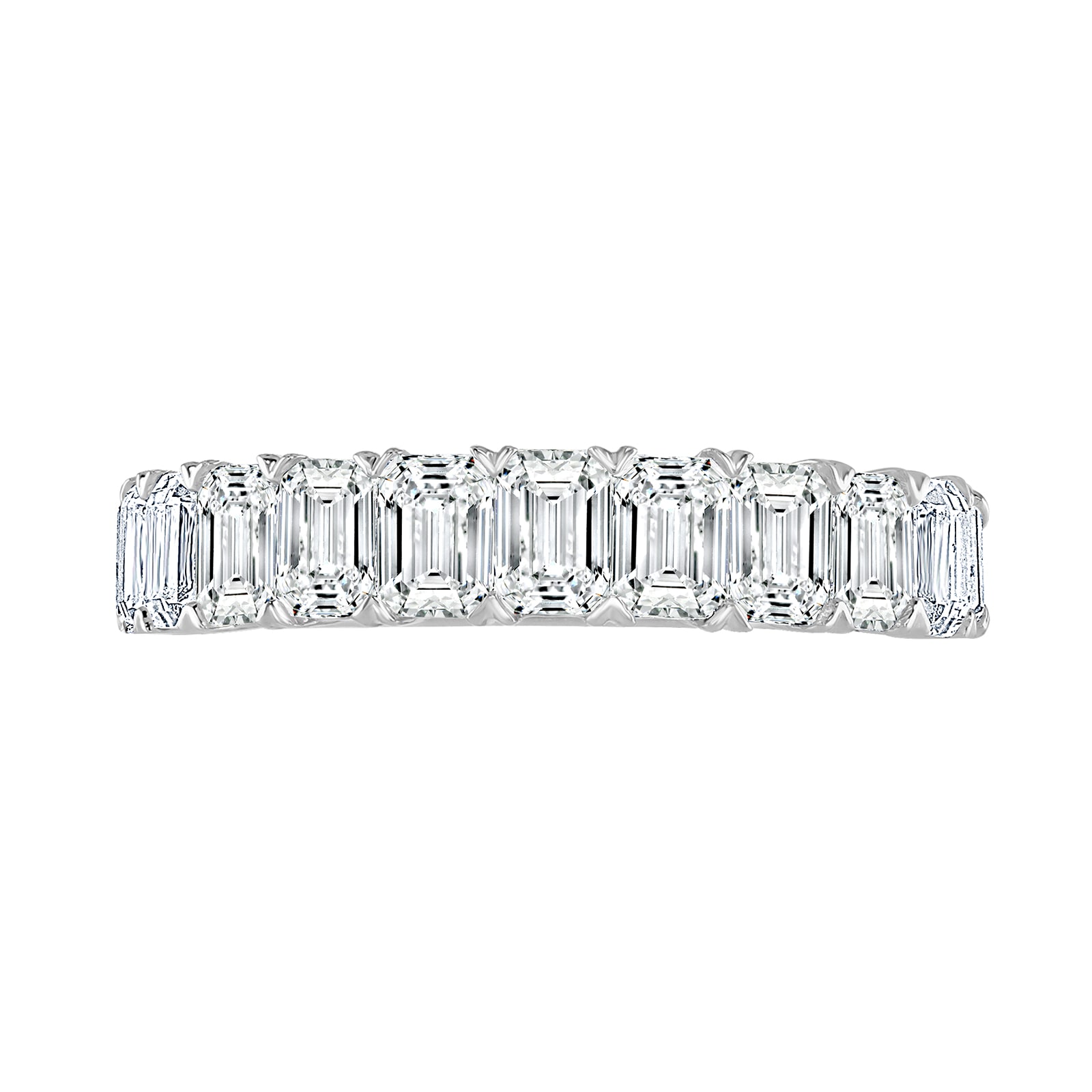 Goldsmiths Platinum 2.19 Carat Emerald Cut Half Eternity Ring