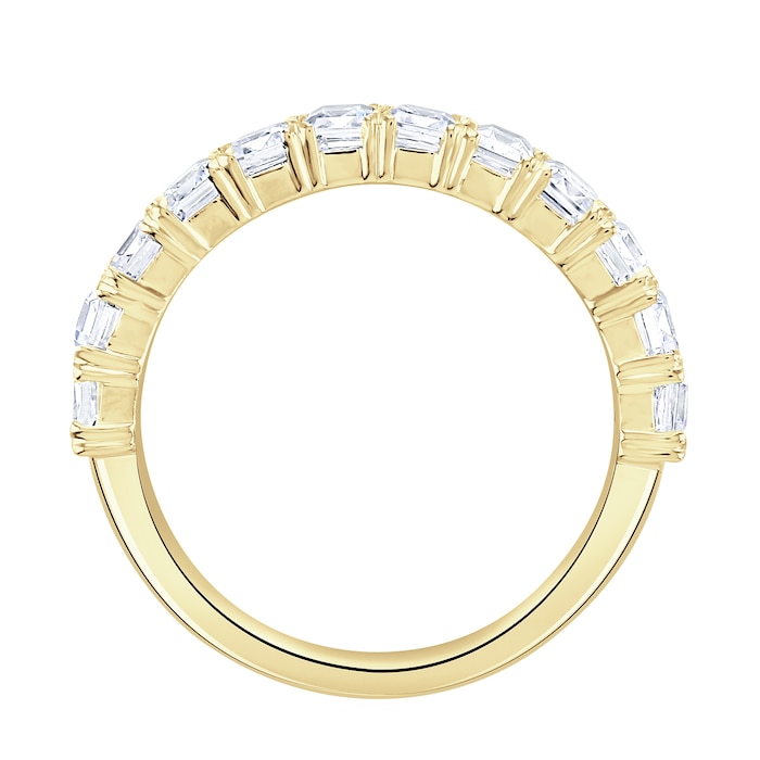 Goldsmiths 18ct Yellow Gold 2.19 Carat Emerald Cut Half Eternity Ring
