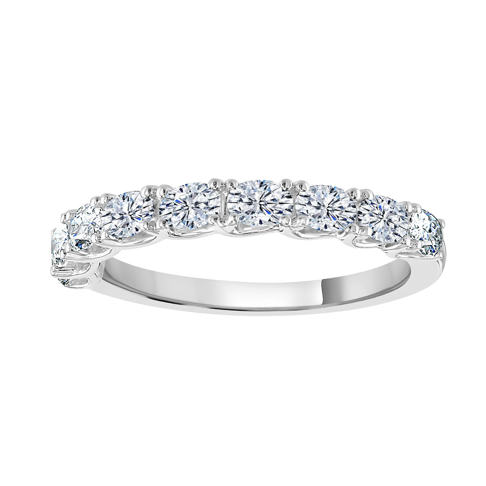 9ct White Gold 0.74 Carat Oval Cut Half Eternity Ring - Ring Size V