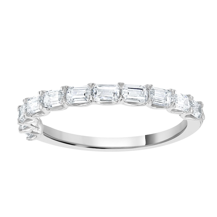 Goldsmiths 9ct White Gold 0.78 Carat Emerald Cut Half Eternity Ring - Ring Size X