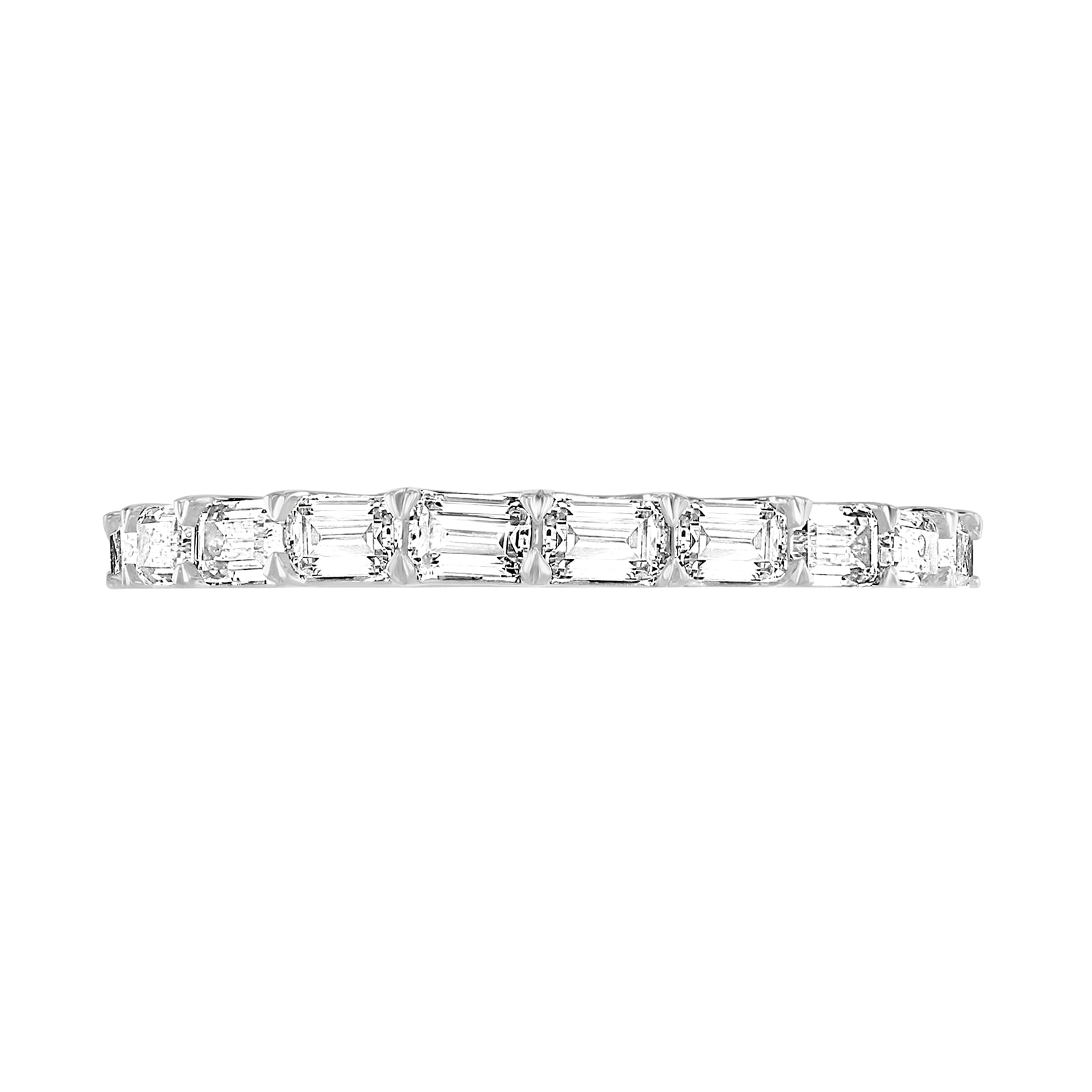 Goldsmiths 9ct White Gold 0.90 Carat Emerald Cut Half Eternity Ring Goldsmiths 9ct White Gold 0.90 Carat Emerald Cut Half Eternity Ring