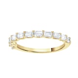 Goldsmiths 9ct Yellow Gold 0.78 Carat Emerald Cut Half Eternity Ring - Ring Size J